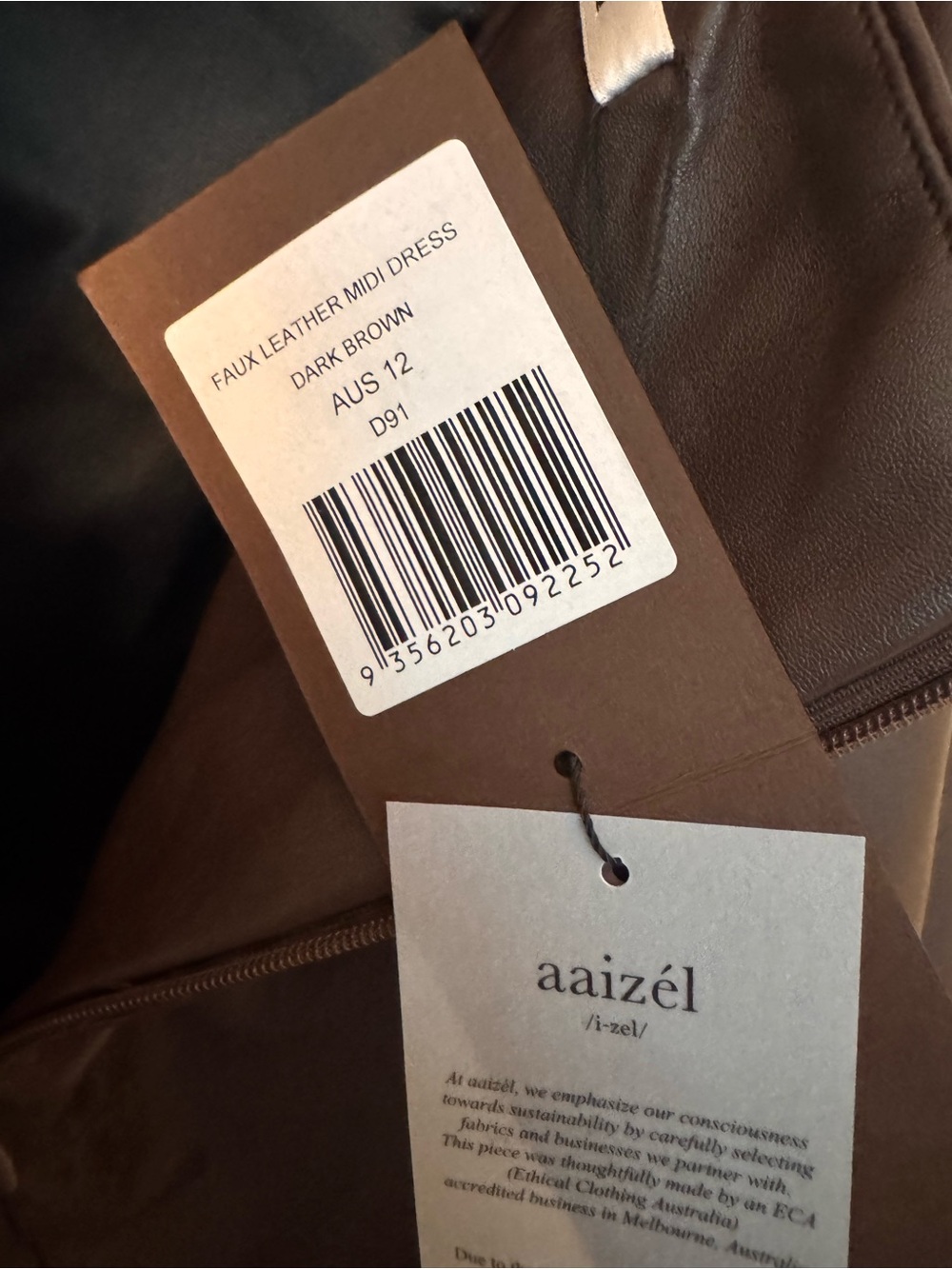 Revolve AAIZEL Faux Leather Midi Dress | Dark Brown | M | NWT - Picture 6 of 6